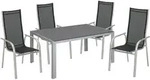 Trendline - M&ouml;belset New York Silber/schwarz Hohe R&uuml;ckenlehne 1 Tisch + 4 Stuhl