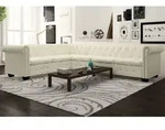 Vidaxl - Chesterfield-ecksofa 6-sitzer Kunstleder Wei&szlig;