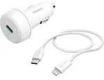 Hama - Auto-schnellladeger&auml;t Mit Ladekabel Lightning, Pd, 20 W, 1 M, Wei&szlig;