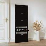 Schuhschrank Schwarz 59x17x169 Cm Holzwerkstoff - Vidaxl