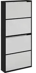 Schuhschrank Mit Spiegel 4 F&auml;cher Schwarz 63x17x134 Cm Vidaxl