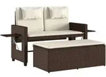 Gartenbank Verstellbar Mit Kissen Braun Poly Rattan - Vidaxl