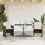 3-tlg. Bistro-set Mit Kissen Schwarz Poly Rattan - Vidaxl