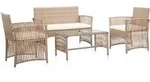 4-tlg. Garten-lounge-set Mit Auflage Poly Rattan Beige - Vidaxl