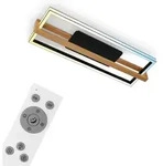 Cct Led Deckenleuchte, Schwarz, Mit Holz, Led/50w