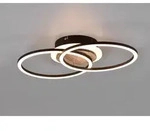 Reality Leuchten - Flache Led Deckenleuchte Giro Schwarz Holz Optik Fernbedienung,