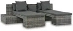 4-tlg. Garten-sofagarnitur Mit Kissen Grau Poly Rattan - Vidaxl