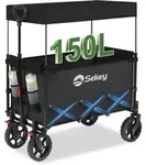 Bollerwagen Faltbar Mit Dach, Handwagen Bis 150 Kg Belastbar, Transportkarre,