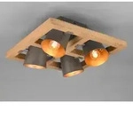 Led Deckenstrahler 4-flammig Silber Antik & Gold Mit Holz, Quadrat 39cm