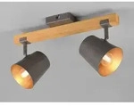 Meinewunschleuchte - Led Deckenstrahler 2-flammig Silber Antik & Gold Mit Holz,