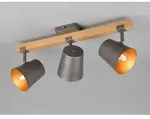 Led Deckenstrahler 3-flammig Silber Antik & Gold Mit Holz, Breite 54cm