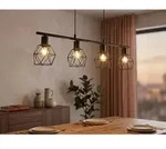 Pendelleuchte Narda Industrial 4-flammig Schwarz Metall, Breite 75cm