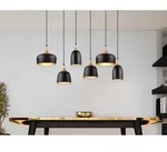 Trio Leuchten - Pendelleuchte Chiraz 6 Flammig Metall Schwarz Gold, Breite 90cm