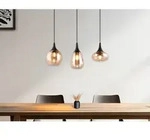 Pendelleuchte Lumina 3-flammig, Glas Lampenschirme Amberfarbig, Breite 70cm