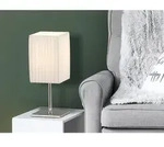 Meinewunschleuchte - Led Tischleuchte Silber Chrom Mit Plissee Stoffschirm...
