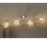 Led Deckenstrahler 4-flammig Mit Glaskristallen Silber Matt, Breite 70cm