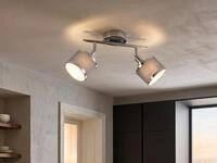 Deckenstrahler Arosa 2-flammig Mit Stoffschirmen Grau, Breite 52cm