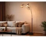 Gro&szlig;e Stehleuchte Lumina Mit 3 Glas Lampenschirmen Amberfarbig, H: 200cm