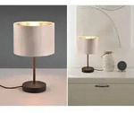 Tischleuchte Julieta Mit Samt Lampenschirm Beige Gold, H&ouml;he 33cm