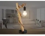 Led Tischleuchte Mit Hanfseil Und Holzstab, H&ouml;he 53,5cm