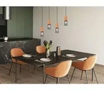 Trio - Pendelleuchte Tosh Mit 4 Draht Lampenschirmen Schwarz & Holz, Breite 65cm