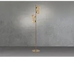 Ausgefallene Led Stehleuchte Messing - Glaskugeln Amber, H&ouml;he 160cm