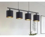 Meinewunschleuchte - Led Pendelleuchte 4-flammig Stoff Lampenschirme Schwarz/gold,