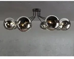 Led Deckenleuchte 8-flammig Schwarz Glaskugeln Rauchglas, Breite 88cm