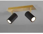 Led Deckenstrahler Schwarz Gold 2-flammig, Breite 30cm