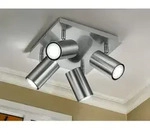 Led Deckenstrahler Silber 4-flammig, Quadrat 24cm