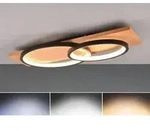 Led Deckenleuchte Barca Dimmbar Naturholz Metall Schwarz, Breite 75cm
