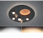 Flache Led Deckenleuchte Zodiac Schwarz Rund, &Oslash; 50cm