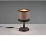 Meinewunschleuchte - Led Tischleuchte Mit Stoffschirm In Taupe/gold, Touchfunktion,