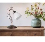 Led Tischleuchte In Rostoptik Mit Bl&auml;tter Deko, H&ouml;he 32cm