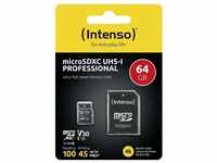 Intenso - Professional 64 gb microSDXC Speicherkarte (90 MB/s, Class 10, uhs-i)
