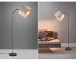 Meinewunschleuchte - Led Bogenleuchte Mit Samt Lampenschirm Beige Gold, H&ouml;he...