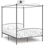 Himmelbett-gestell Grau Metall 160 X 200 Cm Vidaxl