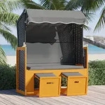 Prolenta Premium Strandkorb Mit Dach Poly Rattan & Massivholz