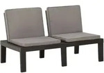 Garten-lounge-bank Mit Auflagen Kunststoff Grau - Vidaxl