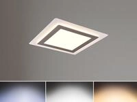Trio Leuchten - Flache Led Deckenleuchte Morgan Silber Fernbedienung Dimmbar Quadrat,
