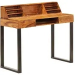 Vidaxl - Schreibtisch 110 X 50 X 94 Cm Massivholz Akazie Und Stahl