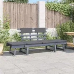 Vidaxl - Gartenbank Mit Auflagen 2-in-1 190 Cm Grau Massivholz Akazie