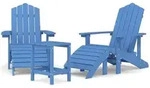 Vidaxl Garden Adirondack Chairs With Footstool & Table Hdpe Aqua Blue