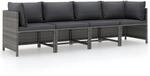 Vidaxl 4-seater Garden Sofa With Cushions Grey Poly Rattan