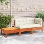 Gartensofa Mit Kissen Und Fu&szlig;hocker Massivholz Kiefer - Vidaxl