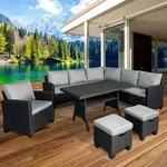 Gartenm&ouml;bel Set Hacienda Schwarz/grau Bis Zu 10 Personen Inkl. Kissen &...