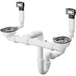 Hansgrohe D15-10 Manuelle Ablaufgarnitur F&uuml;r Doppelwaschbecken, Edelstahl, 43923007