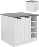 Vicco - K&uuml;cheninsel Fame-line, Wei&szlig; Landhaus/wei&szlig;, 90 Cm Ohne Arbeitsplatte