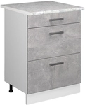 Vicco - K&uuml;chenunterschrank R-line, Beton, 60 Cm Mit Schubladen, Ap Marmor