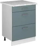 K&uuml;chenunterschrank R-line, Blau-grau, 60 Cm Mit Schubladen, Ap Marmor, Vicco